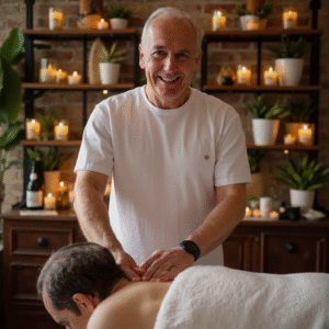 Therapist performing Swedish massage