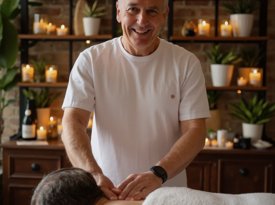 Therapist performing Swedish massage